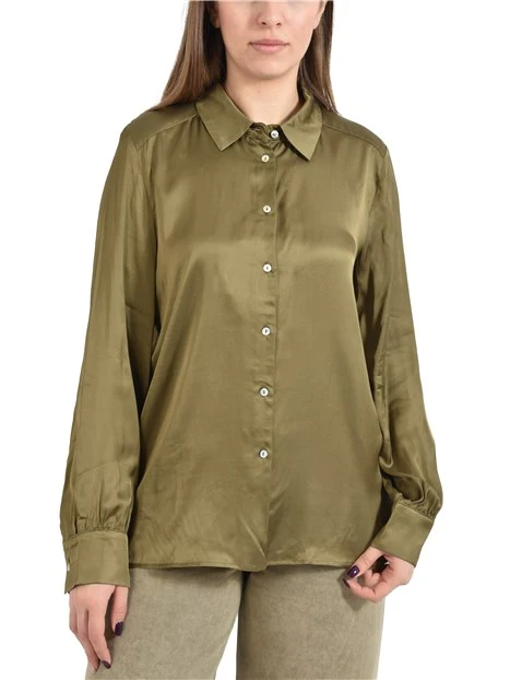 CAMICIA IN RASO CON ARRICCIATURA SUL RETRO DONNA VERDE