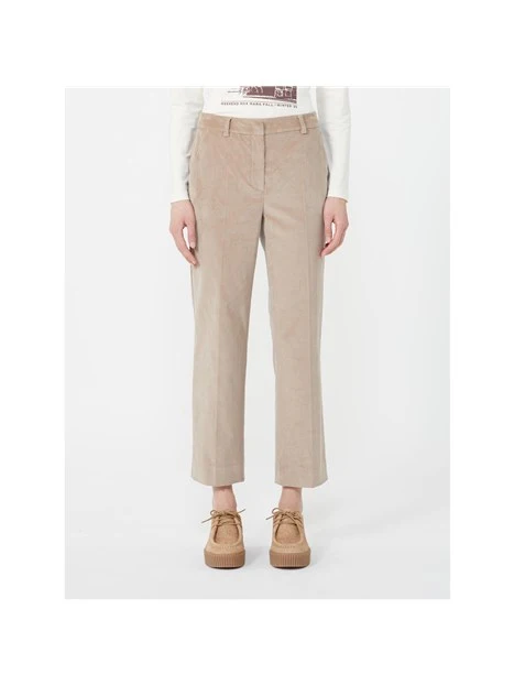 PANTALONI CROPPED IN VELLUTO DI COTONE DONNA BEIGE
