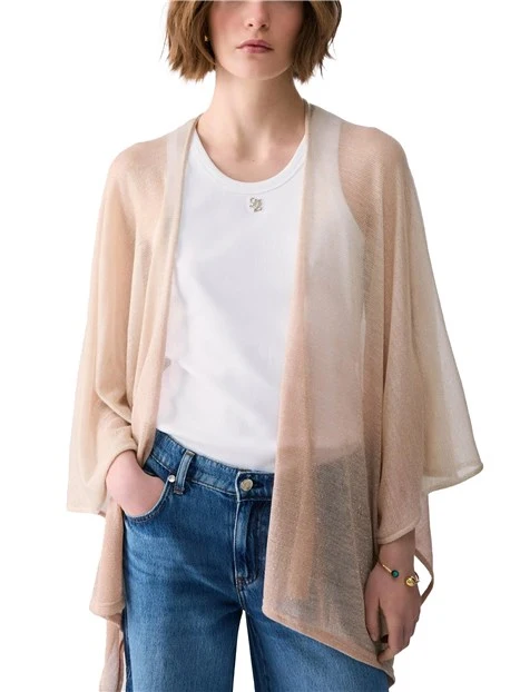 PONCHO IN TESSUTO LEGGERO DONNA MARRONE