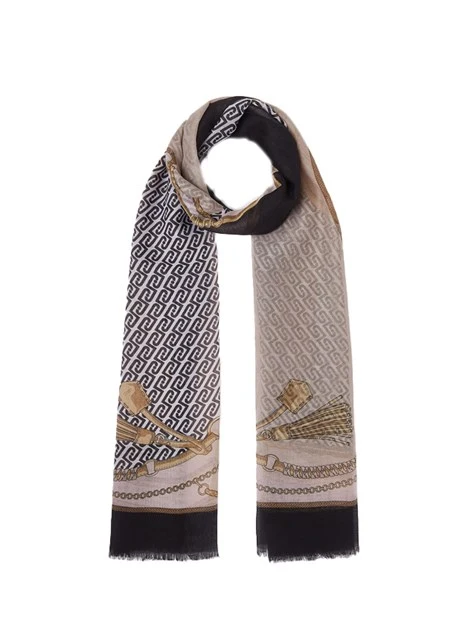 FOULARD CON ORLO SFRANGIATO DONNA NERO