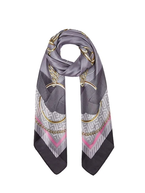 FOULARD  CON STAMPA IN TESSUTO FLUIDO DONNA NERO