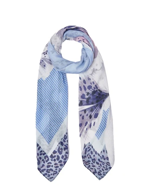 FOULARD GRANDE CON STAMPA ORCHIDEA DONNA BLU