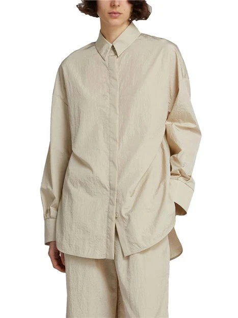 CAMICIA COLLETTO A CAMICIA CON LOGO SUL POLSINO DONNA AVORIO