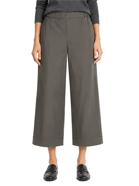 PANTALONI PALAZZO IN COTONE VITA ELASTICIZZATA DONNA GRIGIO