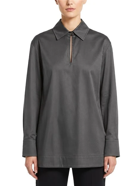 BLUSA  CON CHIUSURA A GOCCIA IN PURO COTONE DONNA GRIGIO