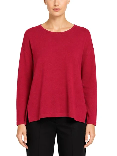 MAGLIA GIROCOLLO IN FILATO DI MISTO COTONE DONNA ROSSO