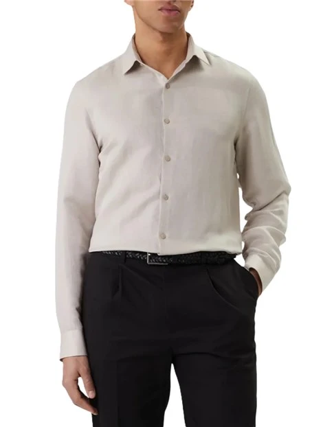 CAMICIA CASUAL SLIM FIT IN MISTO LINO UOMO TORTORA