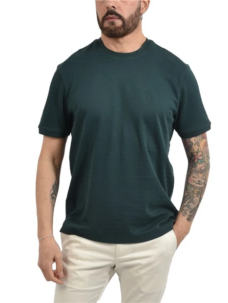 T- SHIRT MANICA CORTA IN MISTO COTONE TRASPIRANTE CON LOGO UOMO VERDE