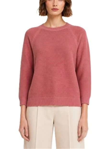 MAGLIA GIROCOLLO AMPIO IN COTONE DONNA  ROSA