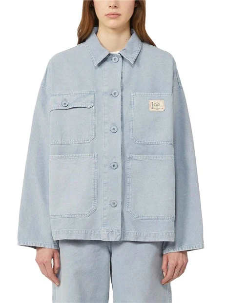 GIACCA CORTA CON LOGO SUL TASCHINO DONNA AZURRO