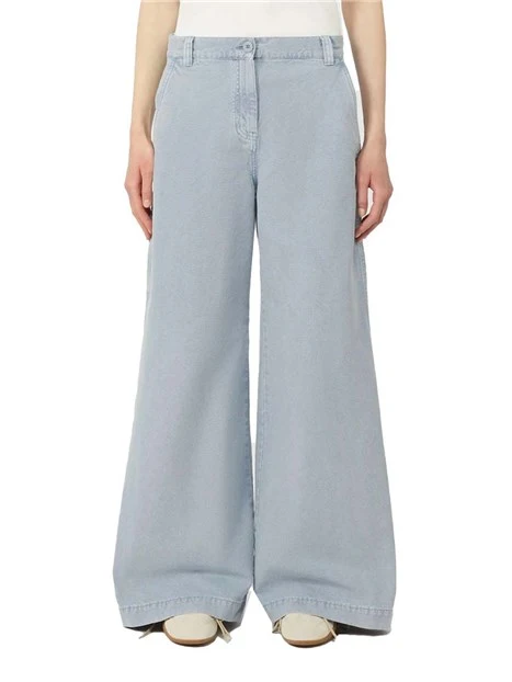 PANTALONI PALAZZO CON ZIP COPERTA DONNA AZZURRO