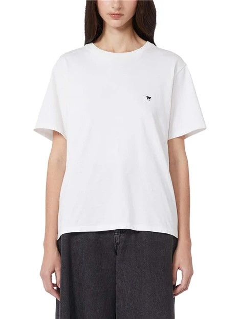 T-SHIRT MANICA CORTA GIROCOLLO RIFINITO DONNA BIANCO