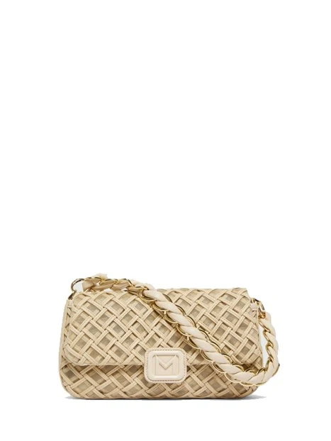 BORSA A SPALLA CON MANICO INTRECCIATO  DONNA BEIGE