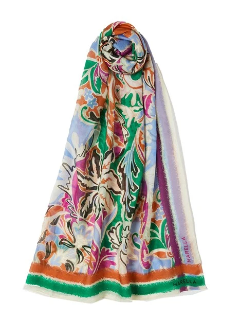 STOLA IN MISTO SETA CON STAMPA DONNA VERDE