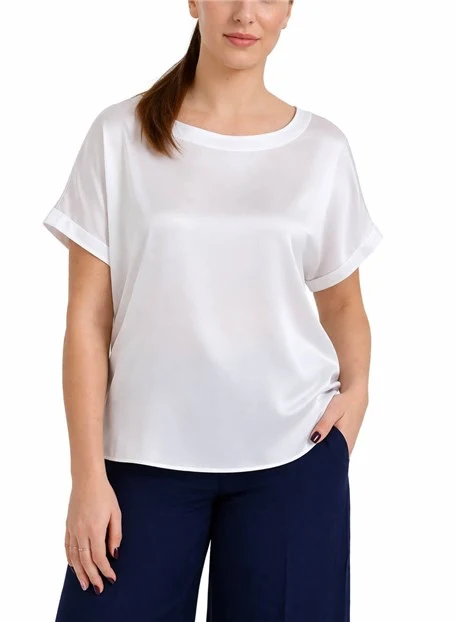 TOP  IN MUSSOLA DI COTONE  STAMPATA DONNA AVORIO