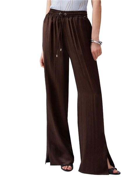 PANTALONI PALAZZO CON SPACCHETTI SUL FONDO DONNA MARRONE