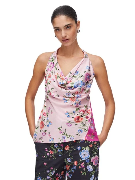 TOP IN RASO CON SCOLLO SULLA SCHIENA DONNA ROSA