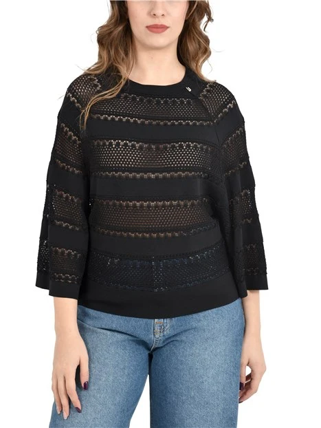 BLUSA MANICA TRE QUARTI DONNA NERO