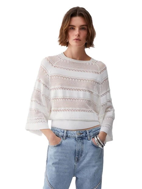 BLUSA MANICA TRE QUARTI DONNA BIANCO