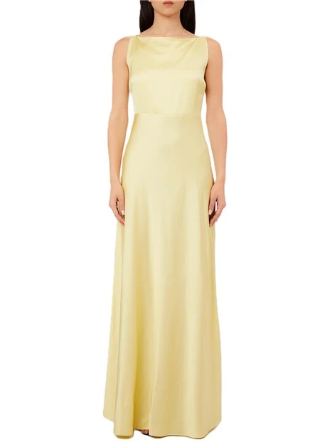 VESTITO LUNGO CON DETTAGLIO GIOELLO DONNA GIALLO