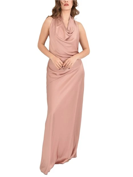 VESTITO LUNGO SCOLLO A CRATERE DONNA ROSA