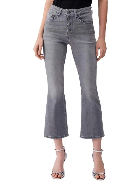JEANS CROPPED VITA ALTA FLARE DONNA GRIGIO