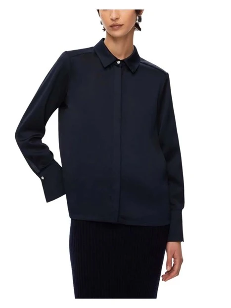 CAMICIA IN RASO CON BOTTONI GIOIELLO DONNA BLU