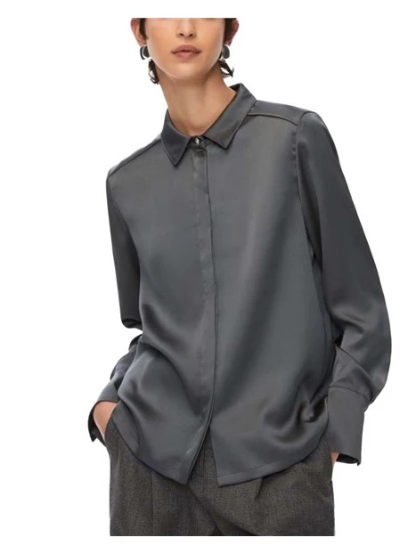 CAMICIA IN RASO CON BOTTONI GIOIELLO DONNA GRIGIO