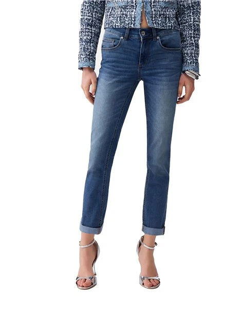 JEANS SLIM FIT CON RISVOLTO DONNA BLUE JEANS