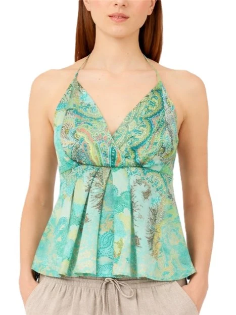TOP IN VISCOSA CON SCOLLO A V E SCHIENA SCOPERTA DONNA VERDE