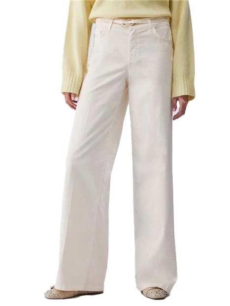 PANTALONI A ZAMPA LEGGERA FIT AMPIO DONNA BIANCO