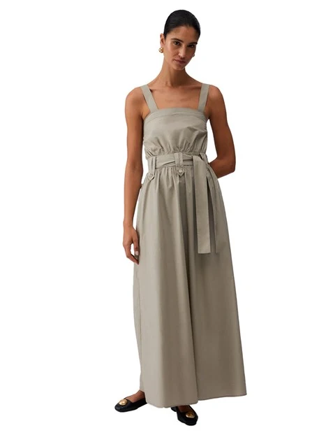 VESTITO LUNGO CON TASCHE LATERALI DONNA GRIGIO