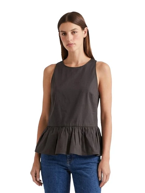 TOP SMANICATO  GIROCOLLO CON FIOCCO DONNA MARRONE