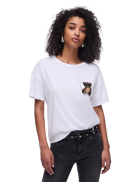 T-SHIRT MANICA CORTA IN COTONE GIROCOLLO DONNA