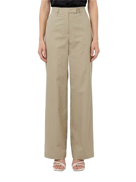 PANTALONI ZAMPA IN COTONE LEGGERO DONNA GRIGIO