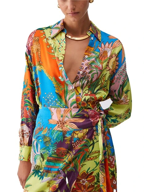 CAMICIA IN VISCOSA CON STAMPA FANTASIA DONNA GIALLO