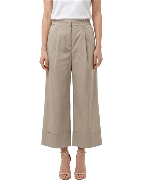 PANTALONI ZAMPA IN COTONE CON PENCE DONNA GRIGIO