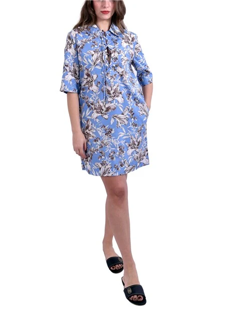 VESTITO CORTO FANTASIA FLOREALE DONNA BLU