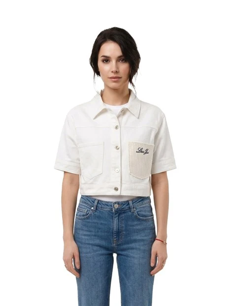 GIACCA CORTA CON TASCA DECORATA DONNA BIANCO