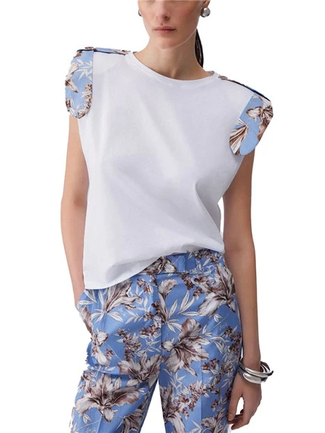 T-SCHIRT MANICA CORTA CON STAMPA DECORATIVA DONNA BIANCO