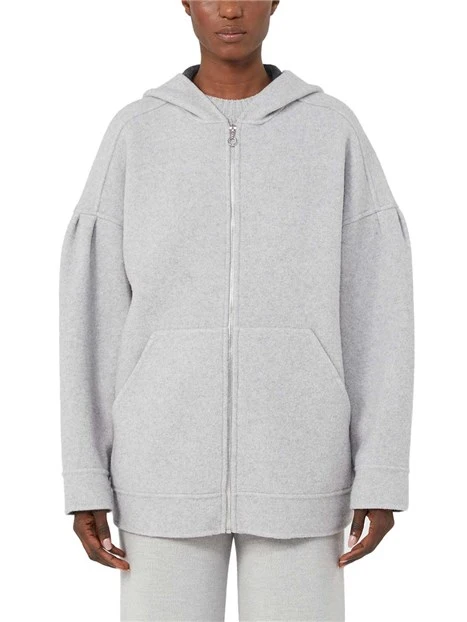 GIACCA CORTA IN JERSEY DI LANA CON CAPPUCCIO DONNA GRIGIO CHIARO