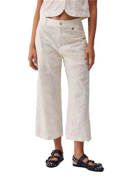 PANTALONI CROPPED FANTASIA PIZZO DONNA BEIGE