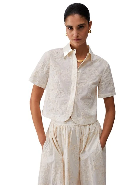 CAMICIA FANTASIA PIZZO DONNA BEIGE