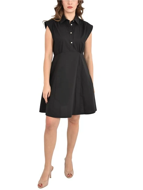 VESTITO CORTO CON COLLETTO DONNA NERO
