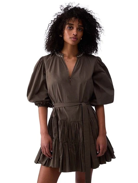 VESTITO CORTO CON VOLANT SUL FONDO DONNA VERDE