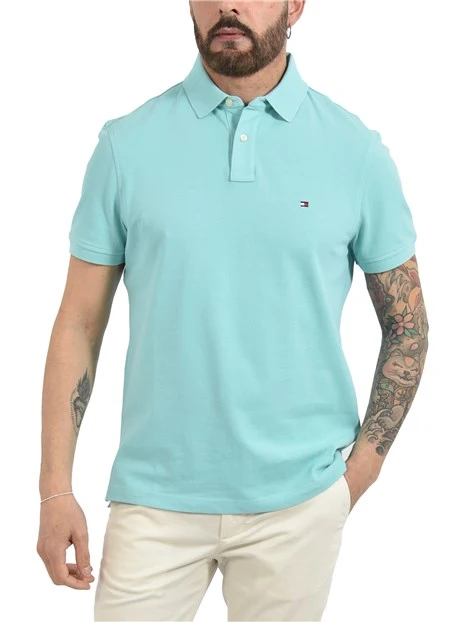 POLO IN PIQUÈ DI COTONE STRETCH UOMO AZZURRO