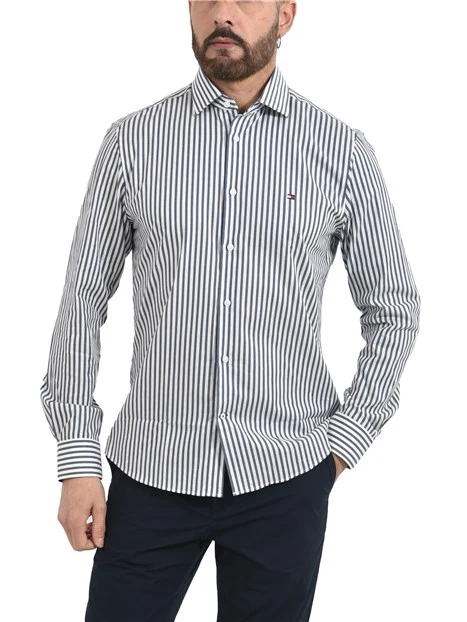CAMICIA CASUAL CON FANTASIA A RIGHE BENGALA UOMO BLU