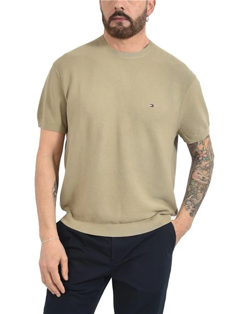 T-SHIRT MANICA CORTA CON LOGO RICAMATO UOMO BEIGE