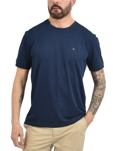T-SHIRT MANICA CORTA IN COTONE  CON DETTAGLI A CONTRASTO UOMO BLU