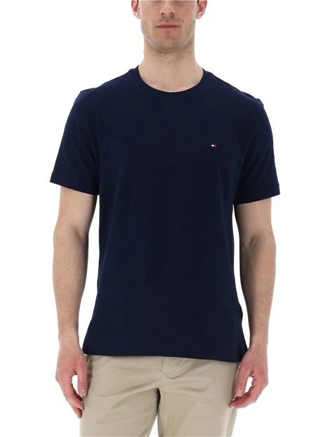 T-SHIRT IN JESERY DI PURO COTONE CON BANDIERINA RICAMATA UOMO BLU